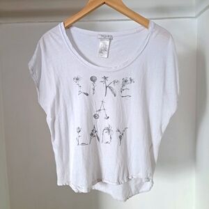 Talula | White light weight t shirt flower letters " like a lady"